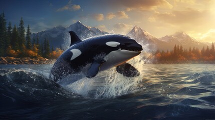 Fototapeta premium Orca Jump from the sea