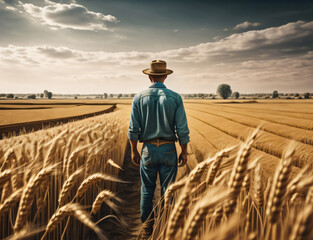 farmer in wheat field