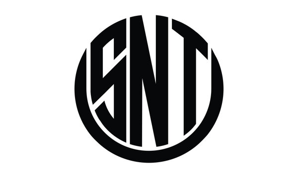 SNT shield in circle logo design vector template. lettermrk, wordmark, monogram symbol on white background.