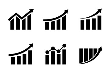 growing bar graph icon set, chart, diagram, editable