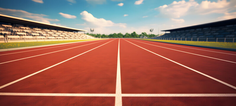 Closeup of treadmill with white striped markings. Generative AI