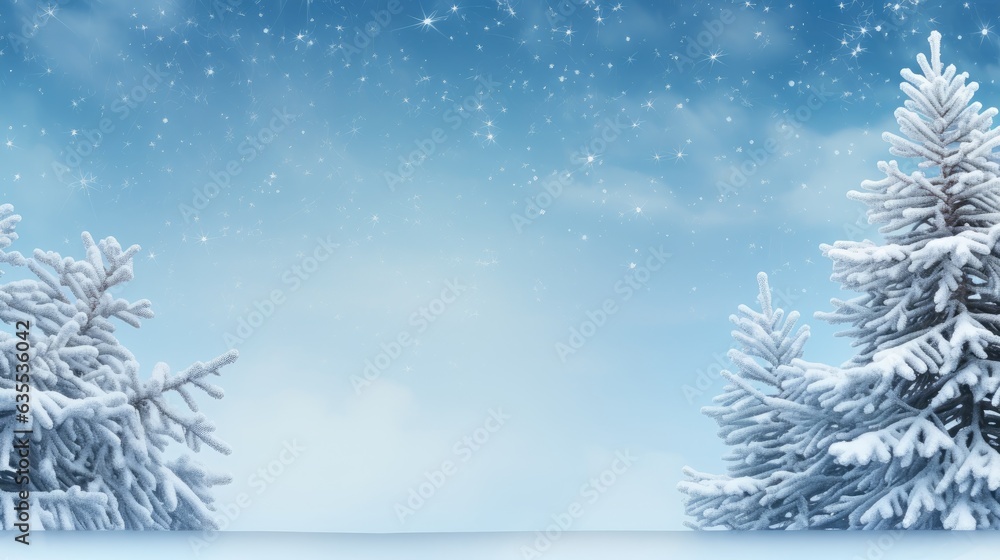 Poster winter background of snow and frost with free space for your decoration. created with generative ai 