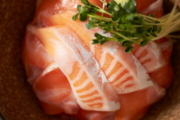 salmon rice bowl, 