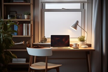 Scandinavian-Influenced Home Office with Spacious Desk - AI Generated
