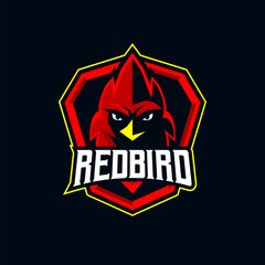Red Bird Cardinal E-sport Logo Template vector illustration