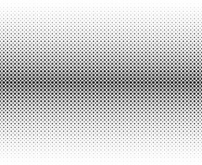 Disappearing seamless halftone vector background. Filled with black circles. Average fadeout