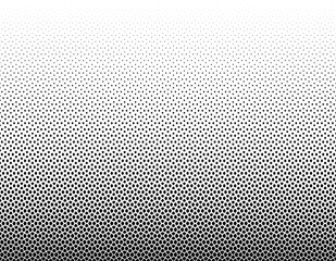 Disappearing seamless halftone vector background. Filled with black figures. Long fadeout