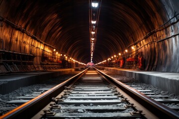 Fototapeta na wymiar View inside a tunnel metro system