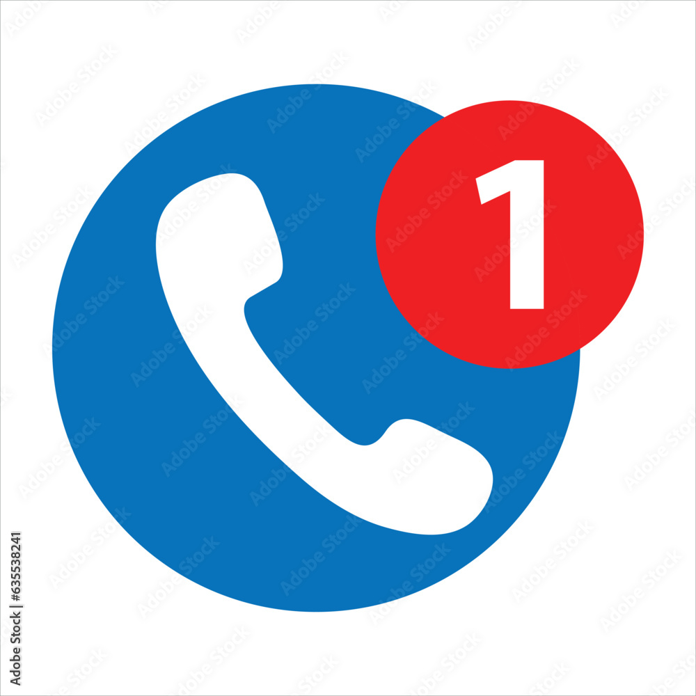 Wall mural phone icon, one missed call sign, flat illustration on white background..eps