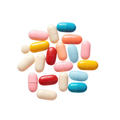 transparent background showcasing vibrant pills