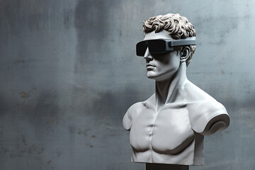 Generative ai collage photo of gamer using device gadget for virtual reality simulation