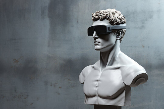 Generative ai collage photo of gamer using device gadget for virtual reality simulation - Powered by Adobe