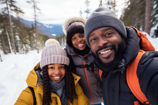 Generative ai collage photo of travelers enjoy hiking on high peak mountains