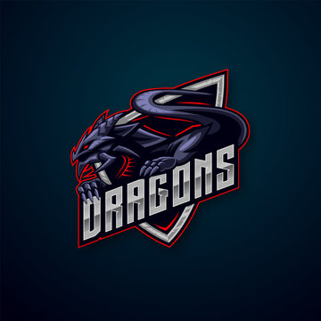 Dragon E-sport mascot logo design template vector illustration