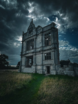 Spooky old ruins of a building, medievil haunted castle in England