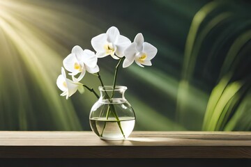 still life with white flowers in glass generated by AI tool