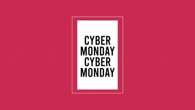 Repeat Cyber Monday text on red modern gradient, motion abstract holidays, minimalism and promo style background