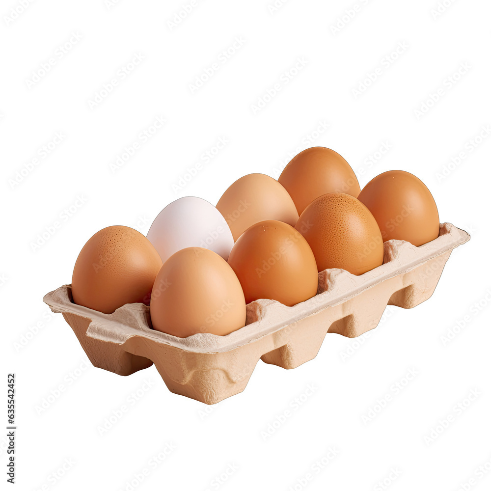 Poster eggs packaged in a box on a transparent background