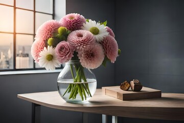 flowers in vase on table generated by AI tool