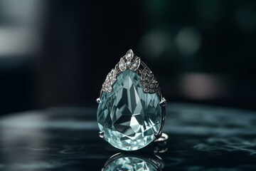 Inspired by the March birthstone aquamarine, this jewel showcases elegance and sophistication. Generative AI - obrazy, fototapety, plakaty