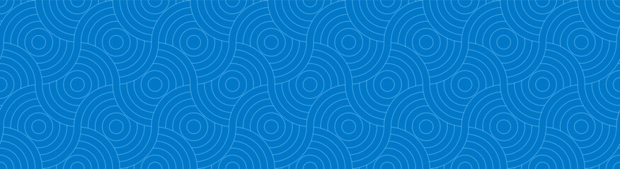 Background pattern seamless blue wave circle line abstract. Geometric line panorama vector design.