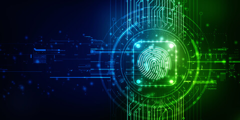 2d Illustration Fingerprint Scanning Technology Concept 