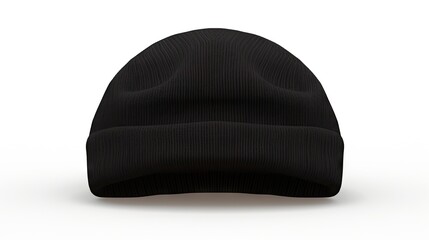 Black men's knitted hat isolated on white background. created with Generative AI technology