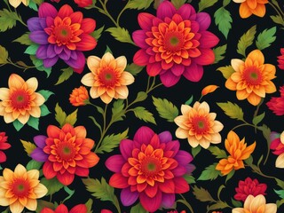 colourful Dahlia floral pattern