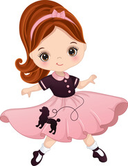 Vector Carton Sock Hop Fifties Dancing Girl