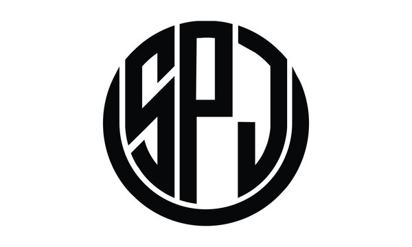 SPJ shield in circle logo design vector template. lettermrk, wordmark, monogram symbol on white background.
