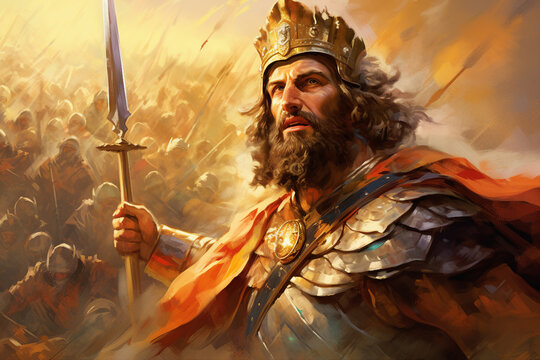Generative AI picture Protection and Defense Symbol Saint archangel in crown painting like portrait