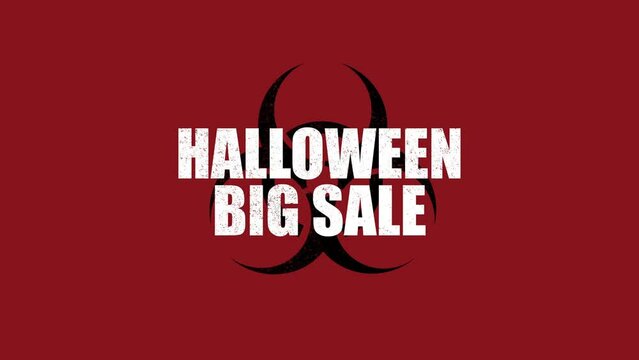 Halloween Big Sale with toxic sign on red texture, motion holidays, horror and Halloween style background