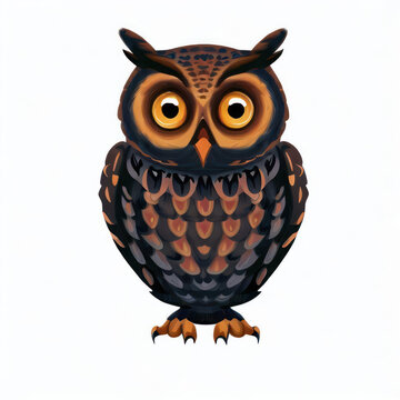 owl illustration for halloween isolated on white background.generative AI