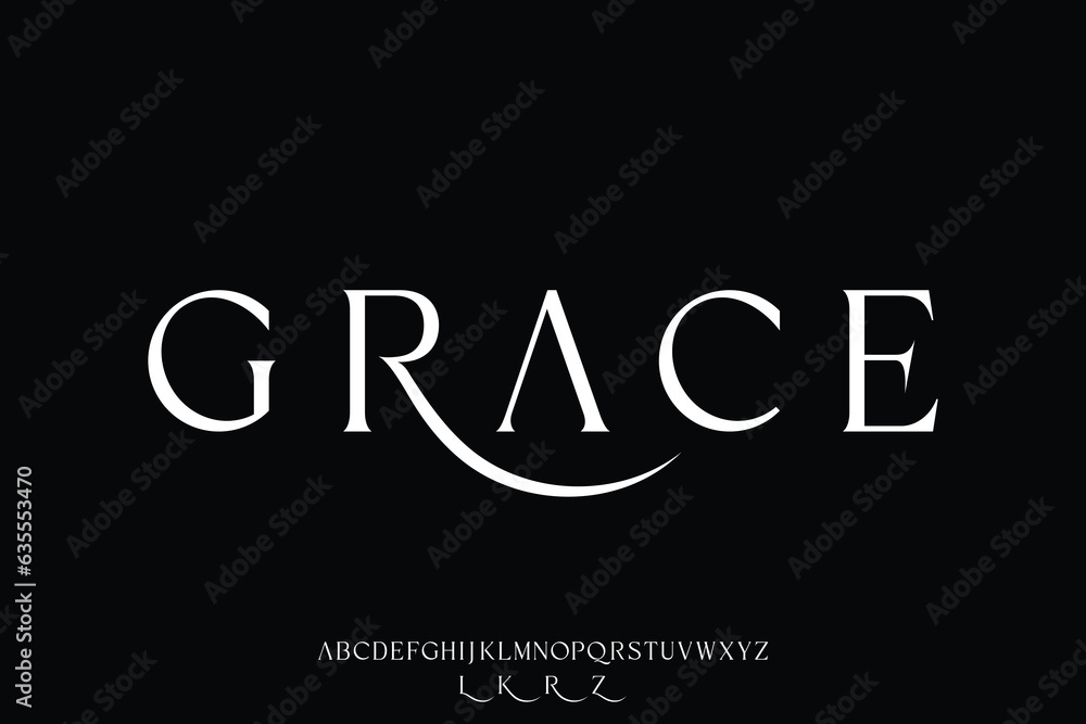 Poster elegant luxury minimalist alphabet display font vector with swoosh alternate style illustration. bea