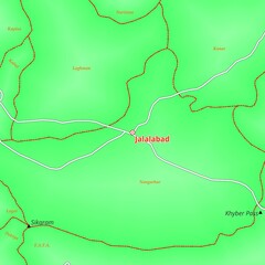 Map of Jalalabad City in Afghanistan