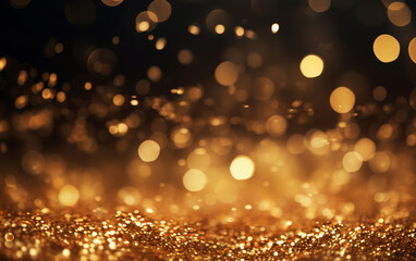 Bokeh light gold particle dust