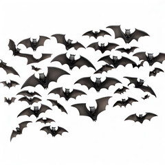 a colony of bats illustration for halloween isolated on white background.generative AI