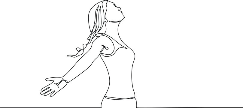 A Woman Extending her Arms in Continuous line art or a single line Drawing is a peaceful image.