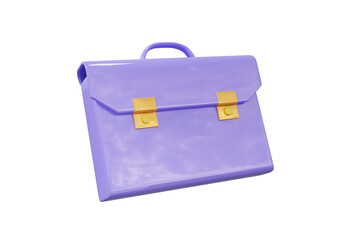 Briefcase or schoolbag icon on isolated background.  education learning concept. minimal cartoon cute smooth. 3d rendering illustration elements symbol