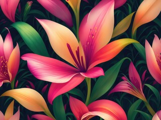 colourful Glory Lily floral pattern