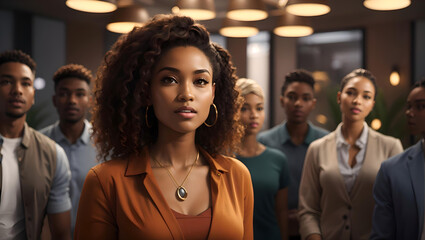 Obraz premium Young woman with captivating, radiant features, representing African heritage, aged, generative ai