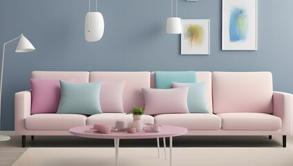 Comfortable home design:94 living room interior with sofa and couch. generative ai