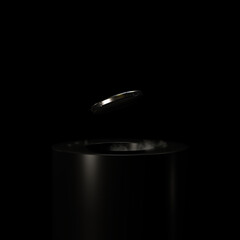 3d render levitating neodymium magnet. A levitating magnet over a superconductor filled with liquid nitrogen