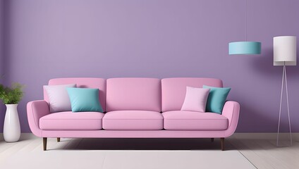 Fototapeta na wymiar Comfortable home design:3 living room interior with sofa and couch. generative ai