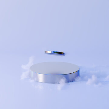 3d render levitating neodymium magnet. A levitating magnet over a superconductor filled with liquid nitrogen