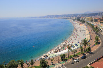 Top view Cote d'Azur beach in French Riviera in Nice