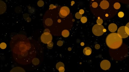 Christmas golden light shine shimmering particles with lens flare dust particles In Air With Bokeh black background, holiday congratulation greeting party happy new year, 3D 4K celebration concept - Powered by Adobe