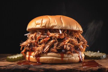 Fresh and ready to eat pulled pork burger