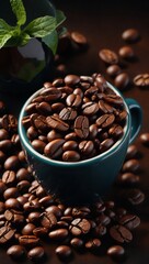 coffee beans with a mug