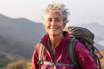 Senior woman on hiking.